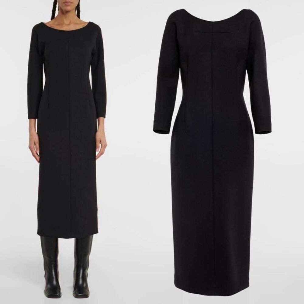 THE ROW Tulip Wool Midi Dress Black Size 12